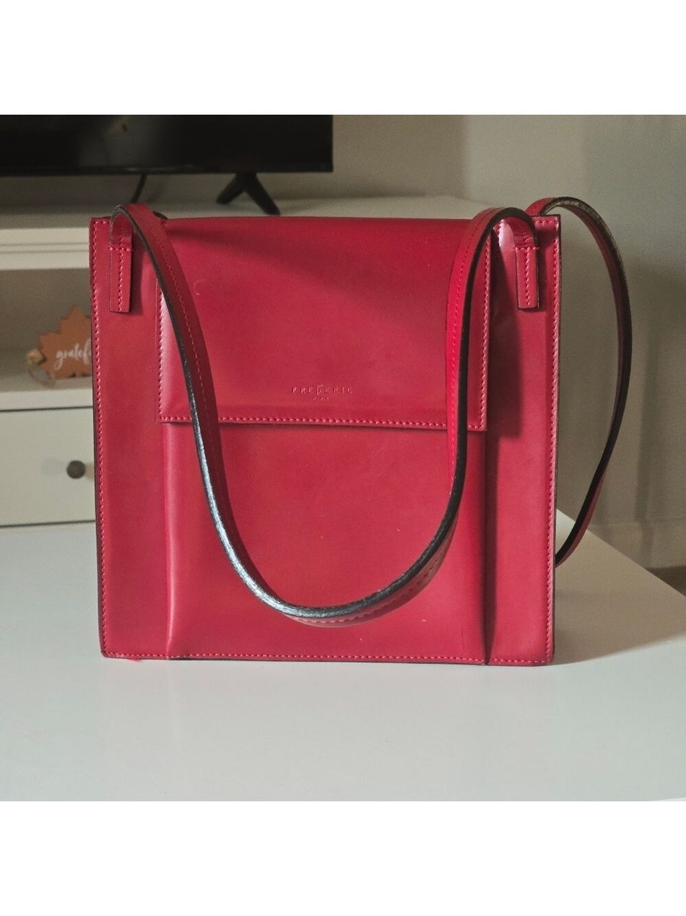 Vintage Frederic T Paris Red Leather  Shoulder Tote Bag